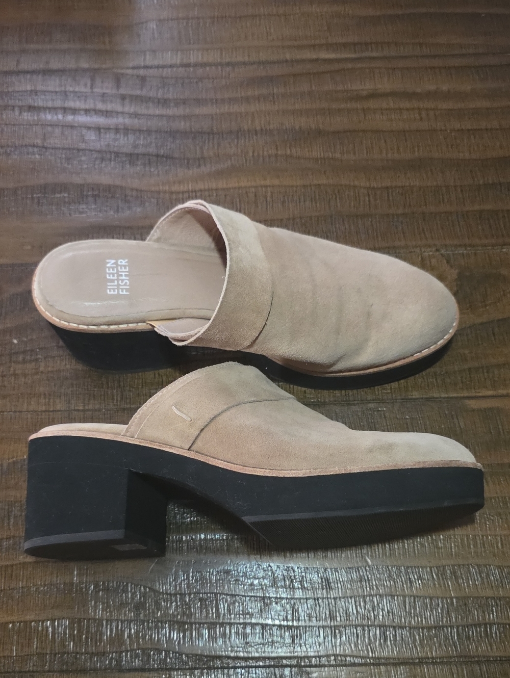 Eileen Fisher Taupe Suede Slip-On Mule